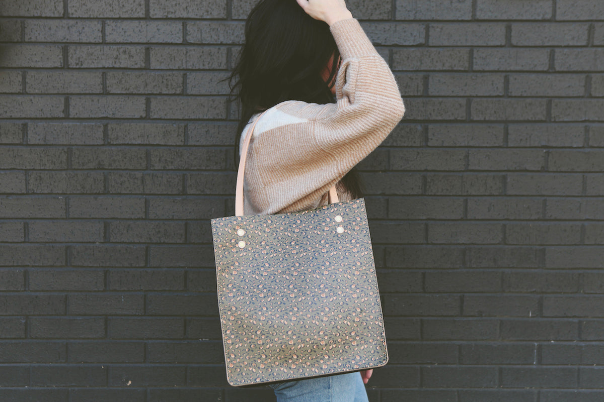 the original tote, oversized leopard black + tan hide – Remnant