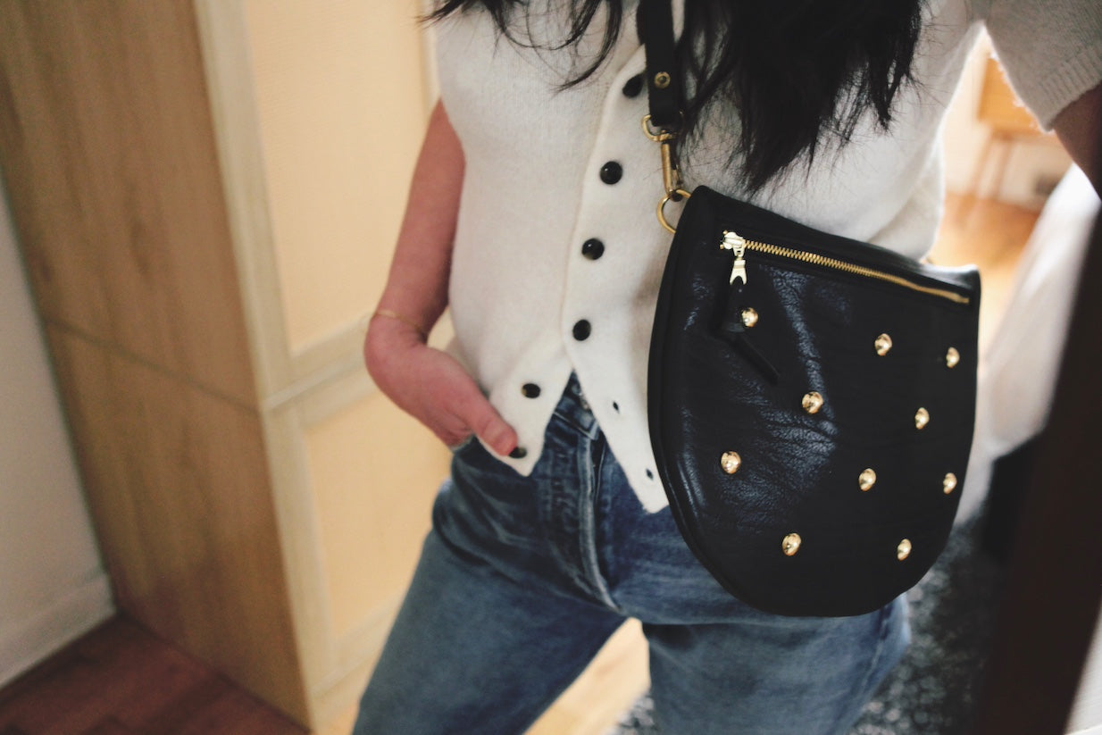 the STUDDED sling, monochromatic black