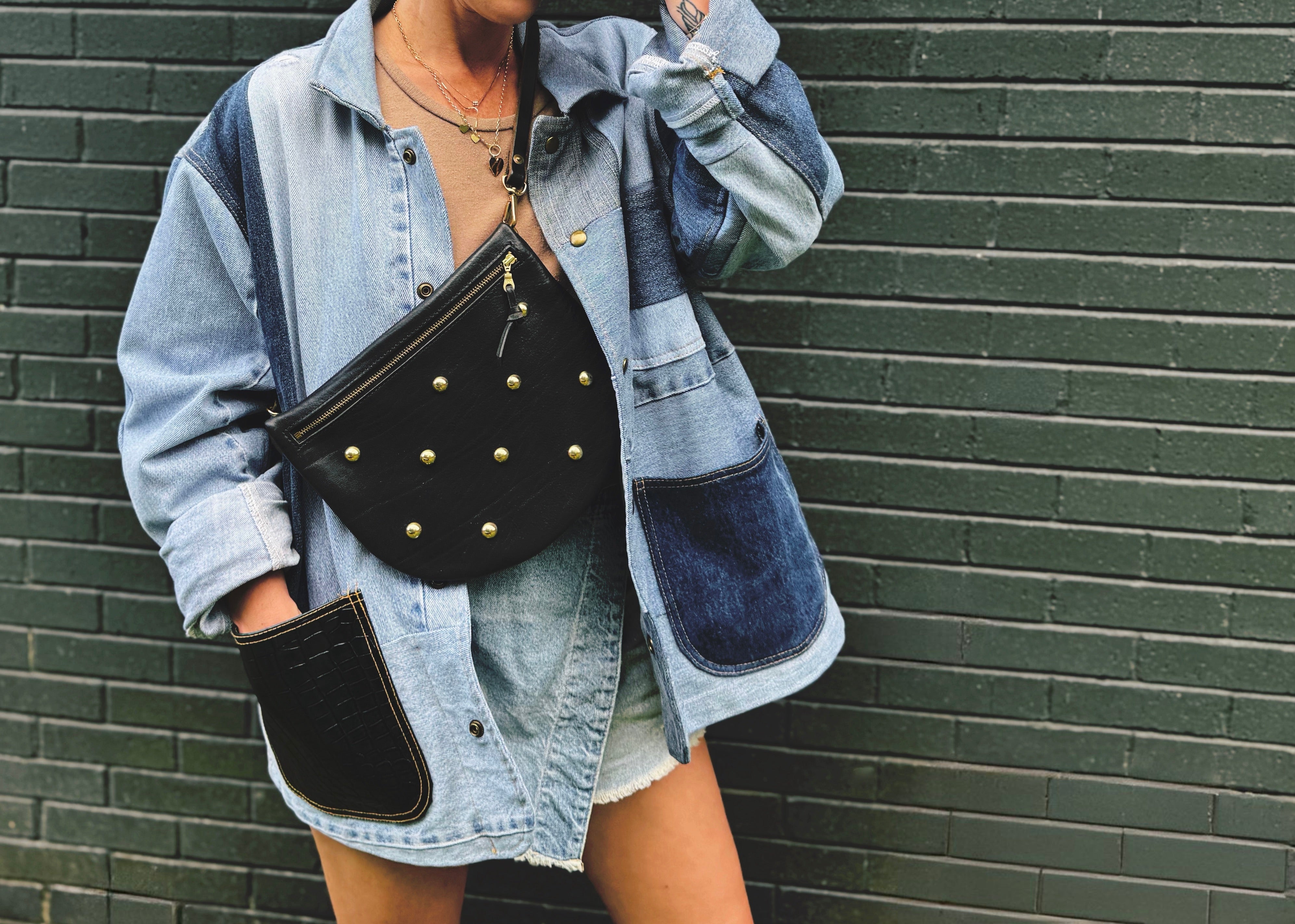 the STUDDED sling, monochromatic black