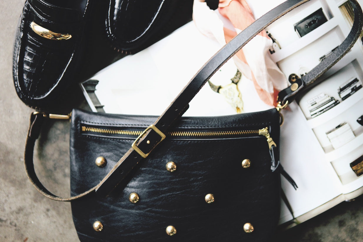 the STUDDED sling, monochromatic black