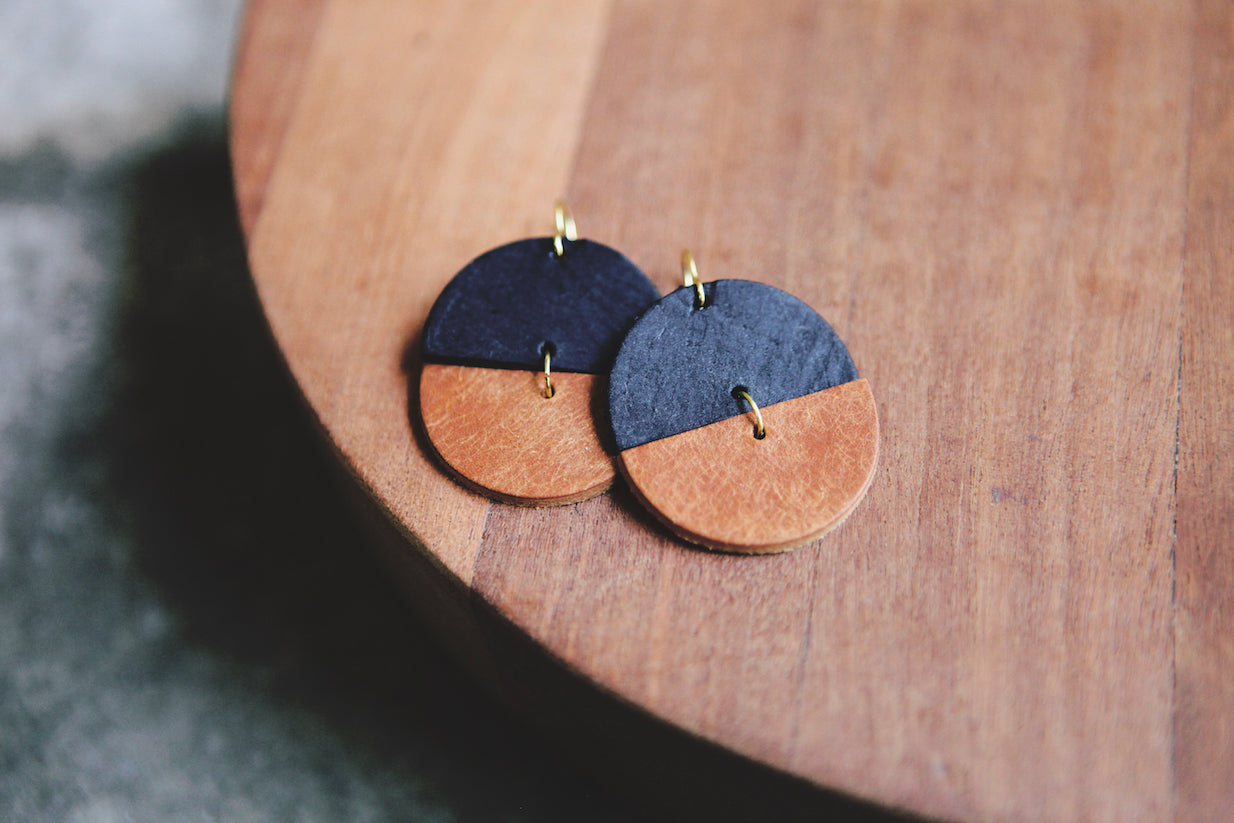 all leather full circle earrings