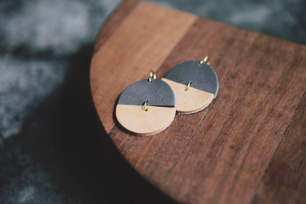 all leather full circle earrings