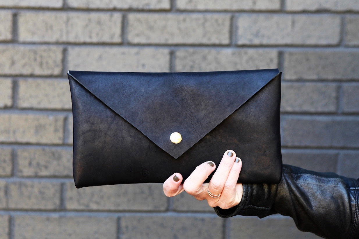 Genuine Leather Female Envelope Clutch