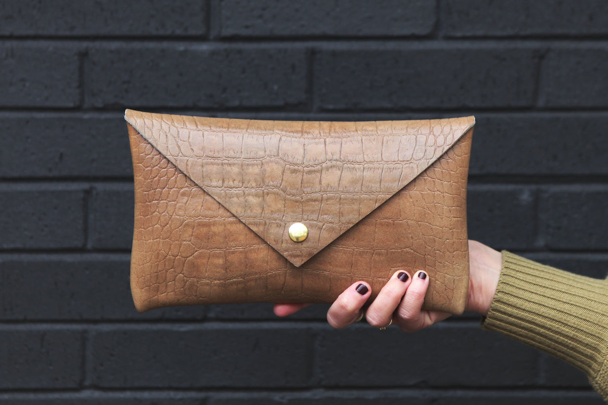 Leather Envelope Clutch Bag -  Canada