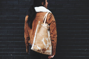 the original tote, white + tan hide